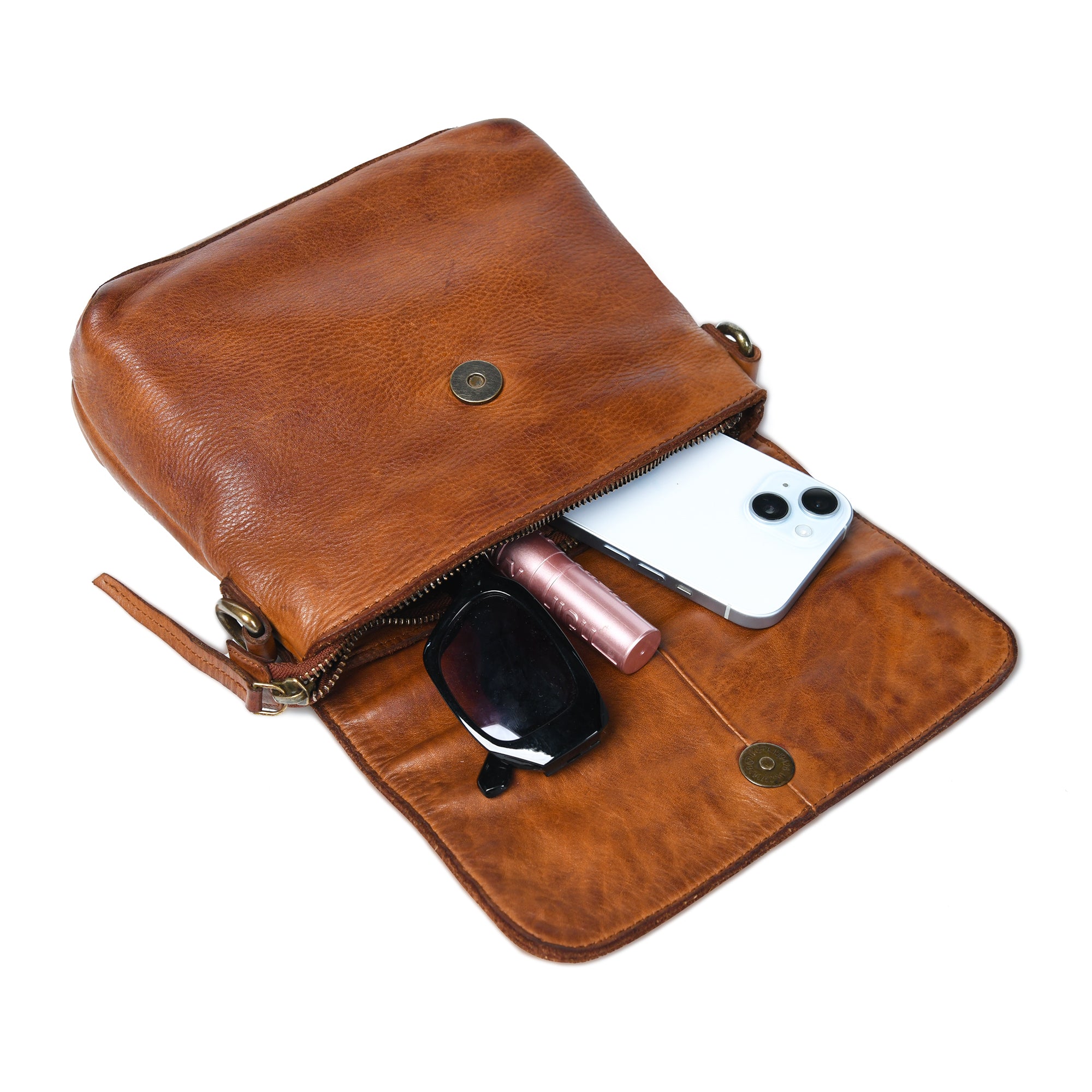 Verdant Crossbody Women's Leather Handbag - Tan Colour